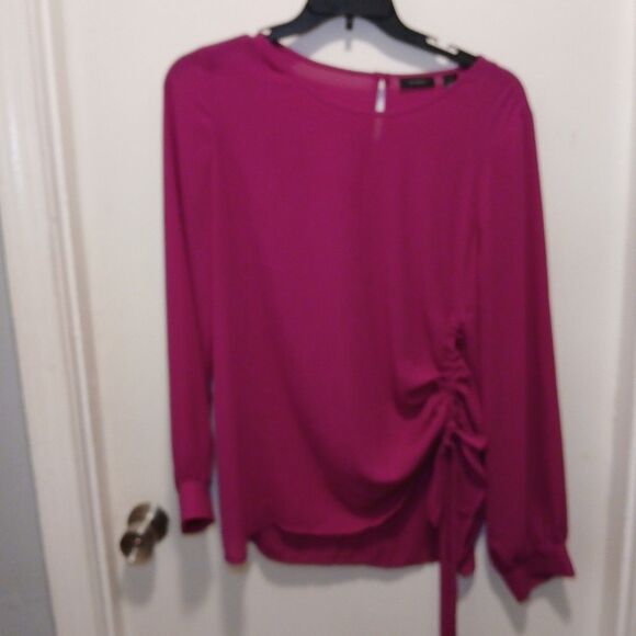 Halogen Pink Blouse – Side Drawstring Detail, Keyhole Back – Women’s Large - Picture 1 of 8